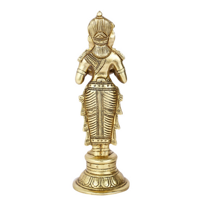 CraftVatika Brass Beautiful Lady Holding Diya Oil Lamp Stand Showpiece