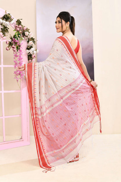 Piyari Fashion Women's Beige Embellished Cotton Saree