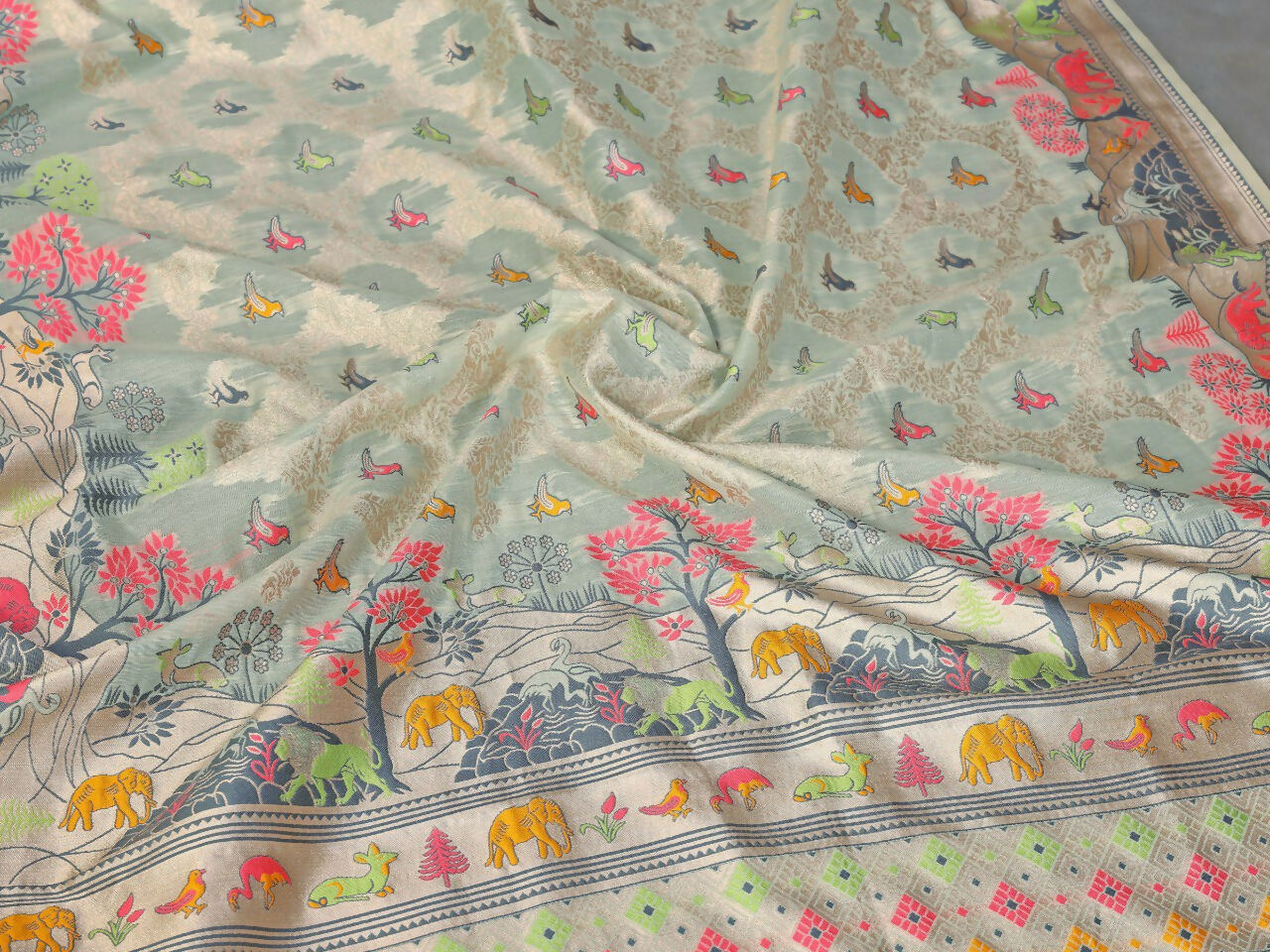 Teeya Creation New Latest Trendy Wedding Wear Pashmina Silk Saree-Light_Green