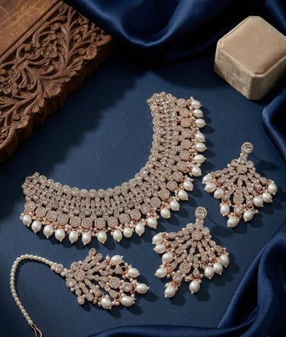 Jewel City Kundan Choker Necklace Set with Earrings & Maang Tikka | Indian Bridal Wedding & Bollywood Festival Jewelry