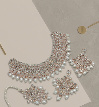Jewel City Kundan Choker Necklace Set with Earrings & Maang Tikka | Indian Bridal Wedding & Bollywood Festival Jewelry