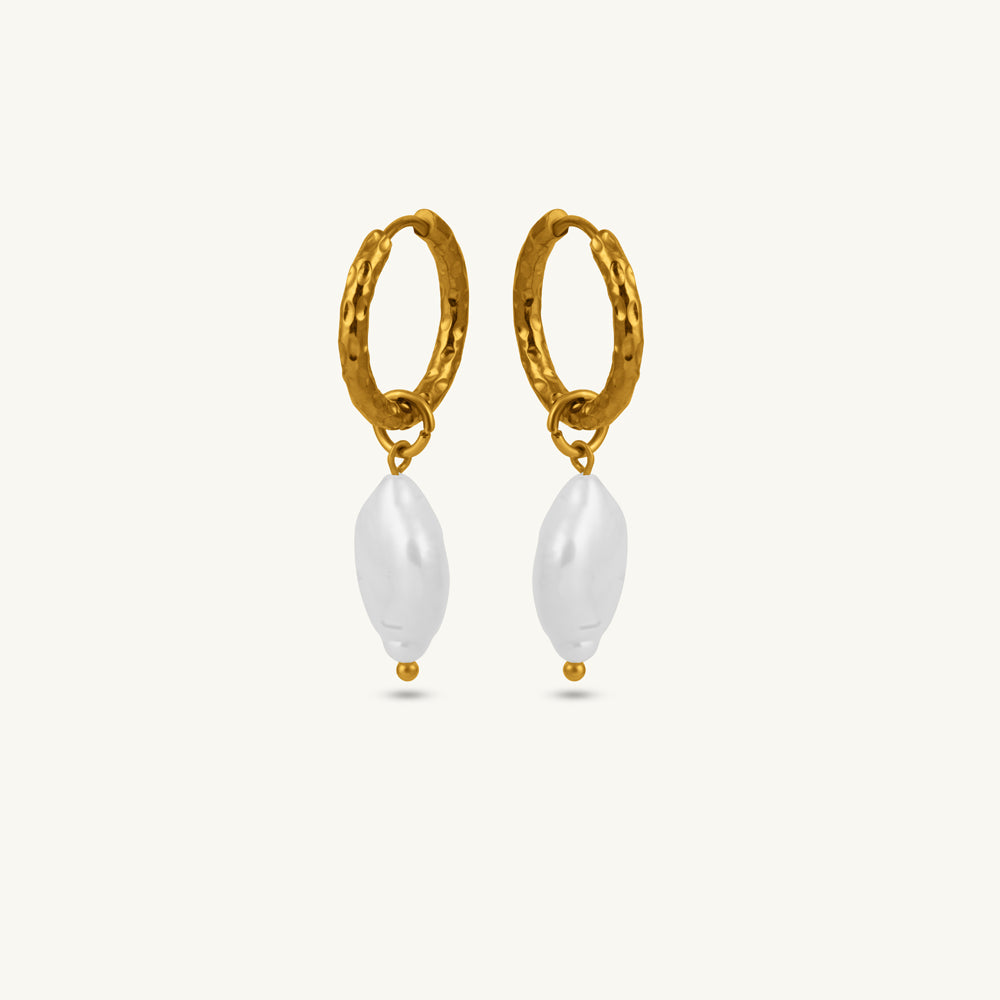 Ocean Mist Gold Pearl Drop Earrings