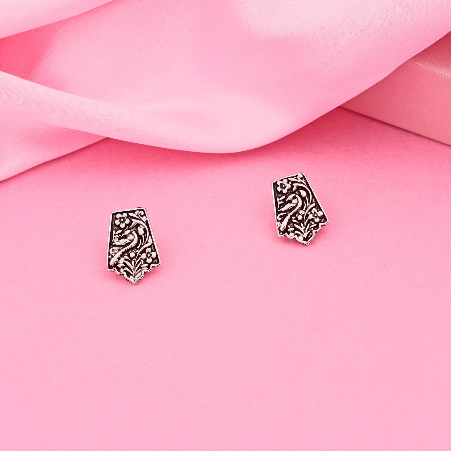 Oxidized Silver Plated Stud Earrings
