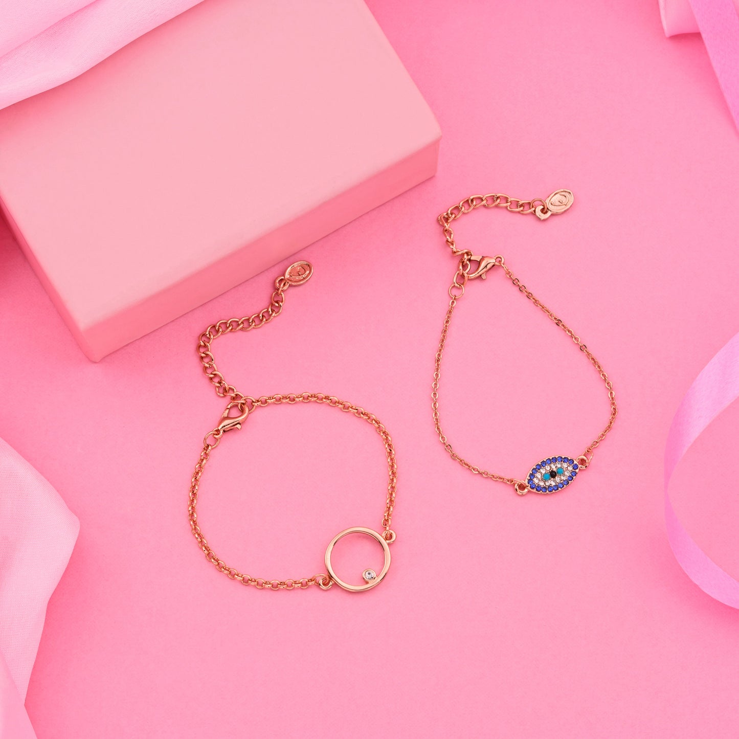 ESTELE ROSE GOLD PLATED COMBO BRACELET WITH AUSTRIAN CRYSTALS FOR WOMEN