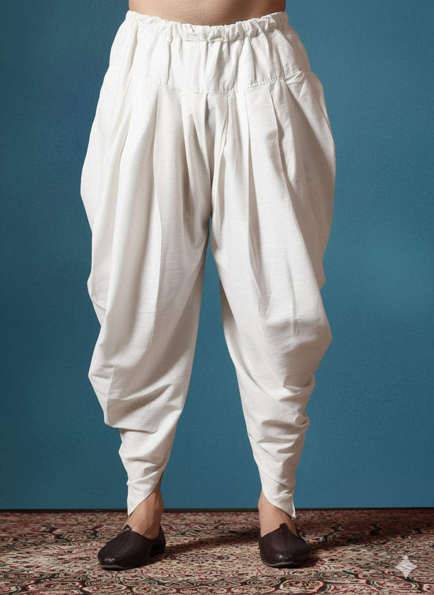 Zavaya Cream Plain Cotton Dhoti