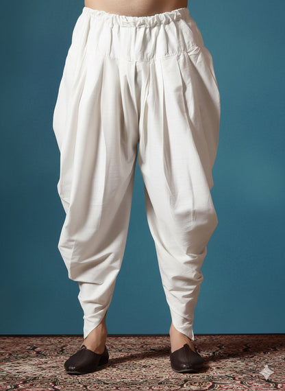 Zavaya Cream Plain Cotton Dhoti