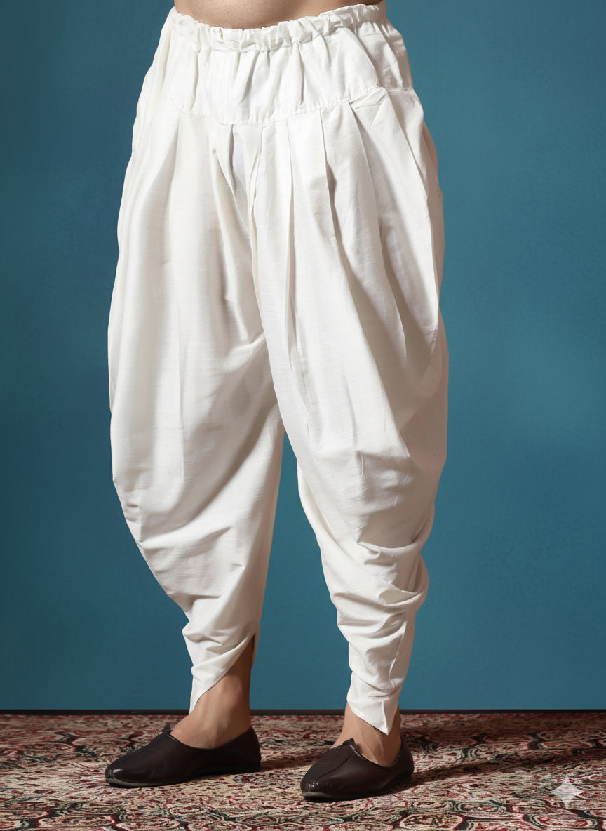 Zavaya Cream Plain Cotton Dhoti
