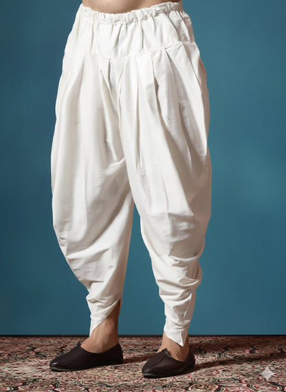 Zavaya Cream Plain Cotton Dhoti