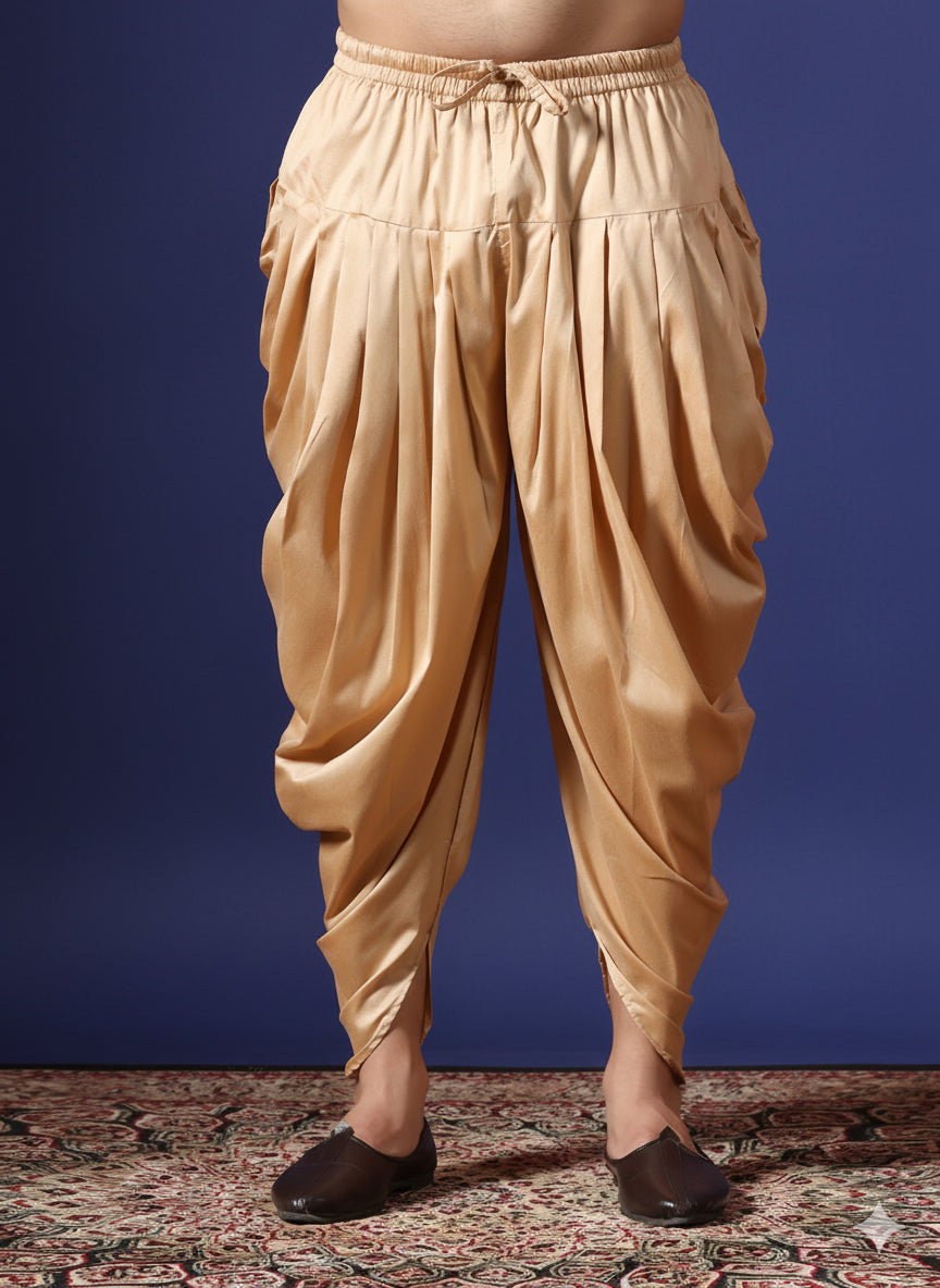 Zavaya Beige Plain Cotton Dhoti