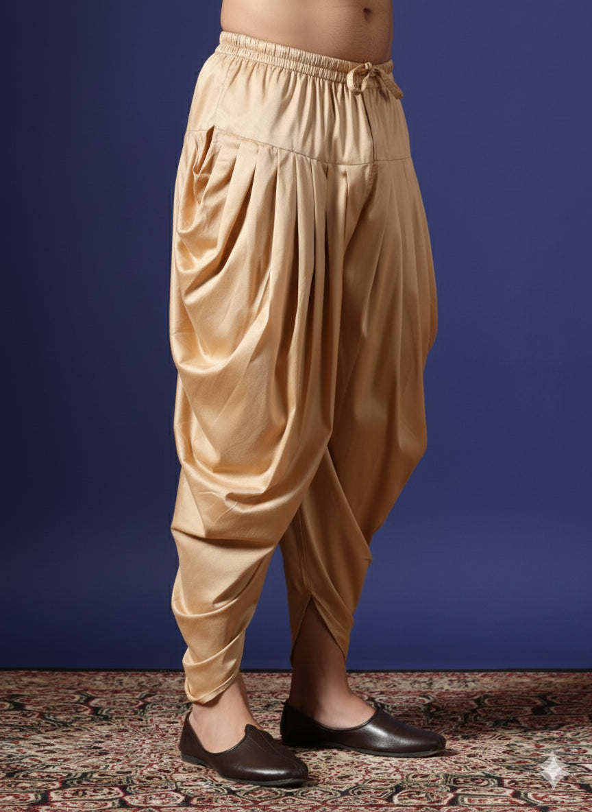 Zavaya Beige Plain Cotton Dhoti