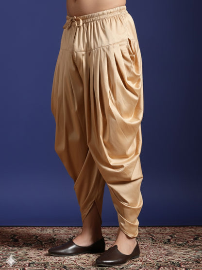 Zavaya Beige Plain Cotton Dhoti