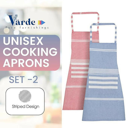 Varde Waterproof Cooking Apron For Men & Women With 2 Pockets-Rock Blue & Light Mauve (Pack of 2)