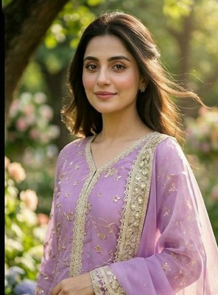 Teeya Creation Womens New Trendy Heavy Embroidery Work Kurta Palazzo Set - Lavender