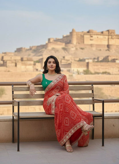 Teeya Creation New Exclusive Wedding Wear Georgette Saree-Pink