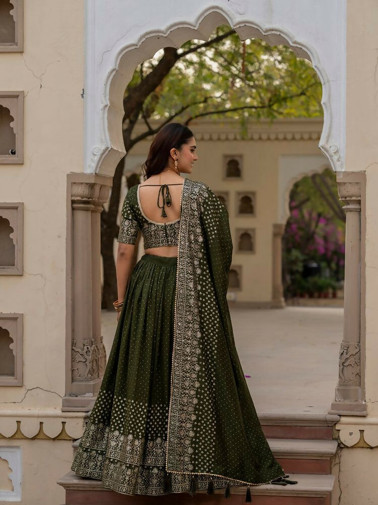 Lehenga Mart Mehendi Green Designer Wedding Wear Lehenga Choli