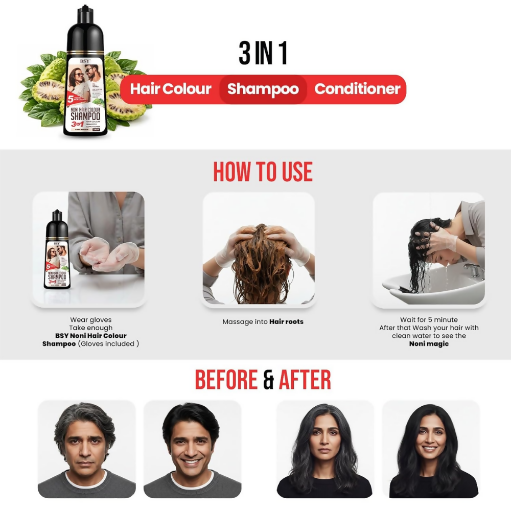 Bsy 5-Min 3 IN 1 Natural Hair colour shampoo - Brown