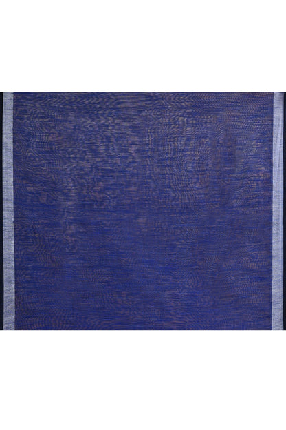 Piyari Fashion Women's Royal Blue Embellished Cotton Blend Zari Border Handloom Saree