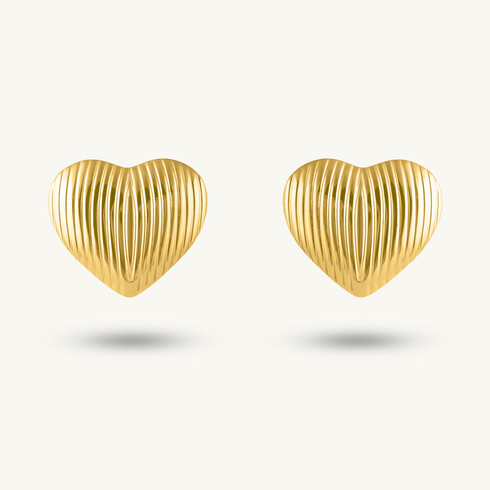 Embossed Heart Stud Earrings