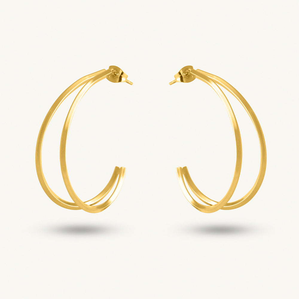 Golden Wave Twist Hoop Earrings