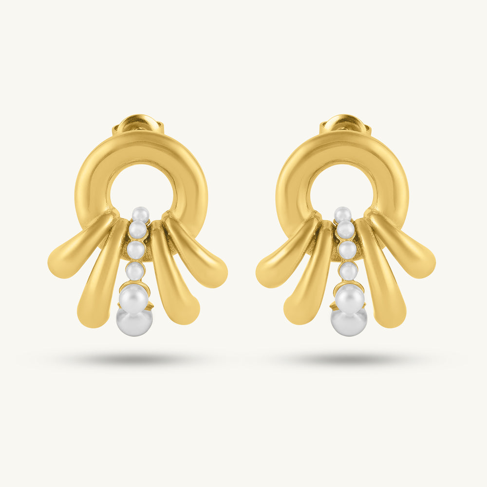 Regal Pearl Drop Cluster Earrings