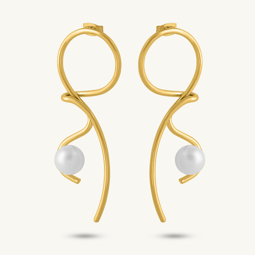 Cosmic Curl Pearl Earrings