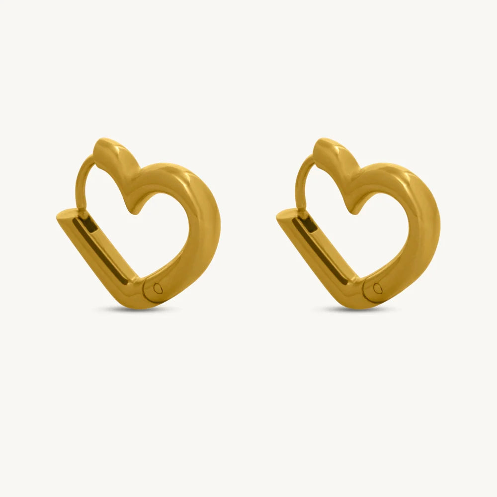 Golden Heart Arc Hoop Earring