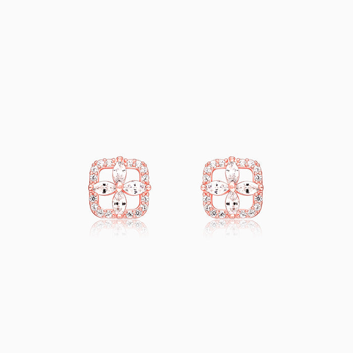 Rose Gold Shimmer Stud Earrings