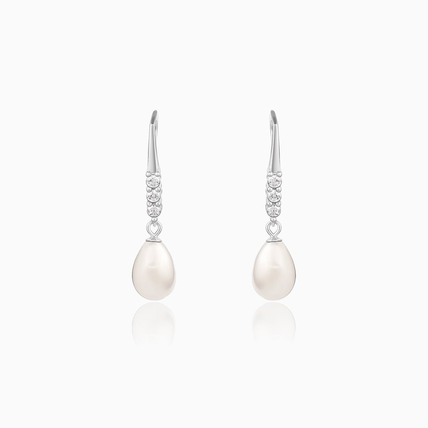 Silver Drops of Pearl Earrings