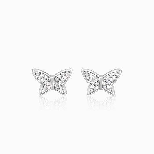 Silver Zircon Shining Butterfly Studs