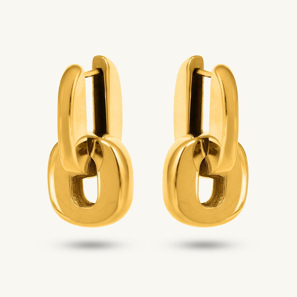Chunky Link Hoop Drop Earrings