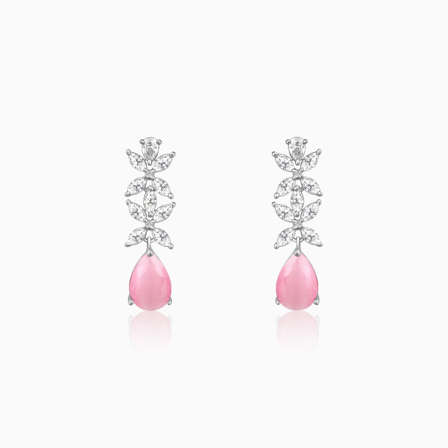 Silver Zircon Studded Magical Drop Earrings