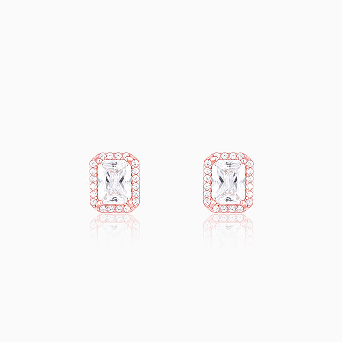 Rose Gold Zircon Heartfelt Shine Earrings