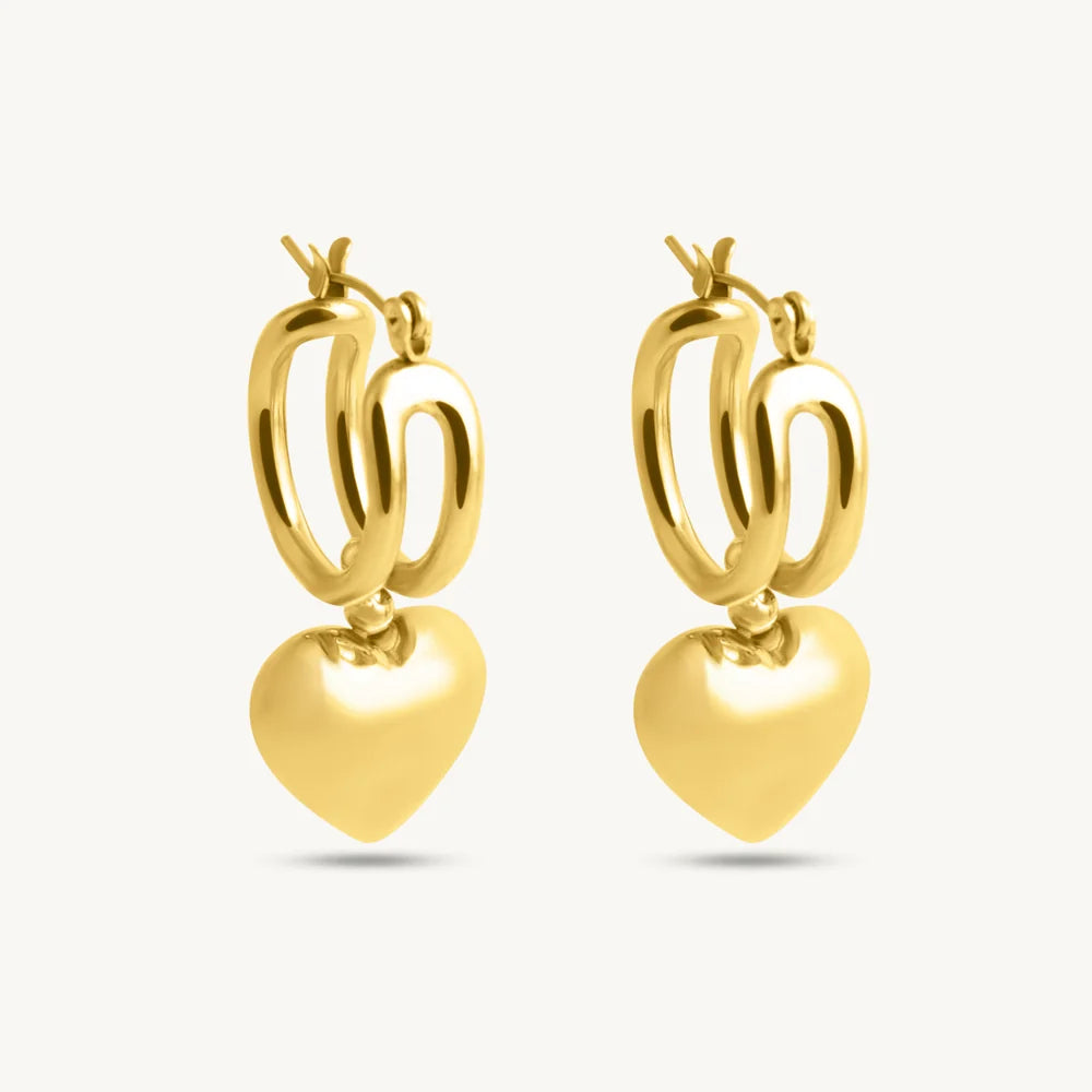 Solid Heart Drop Earrings