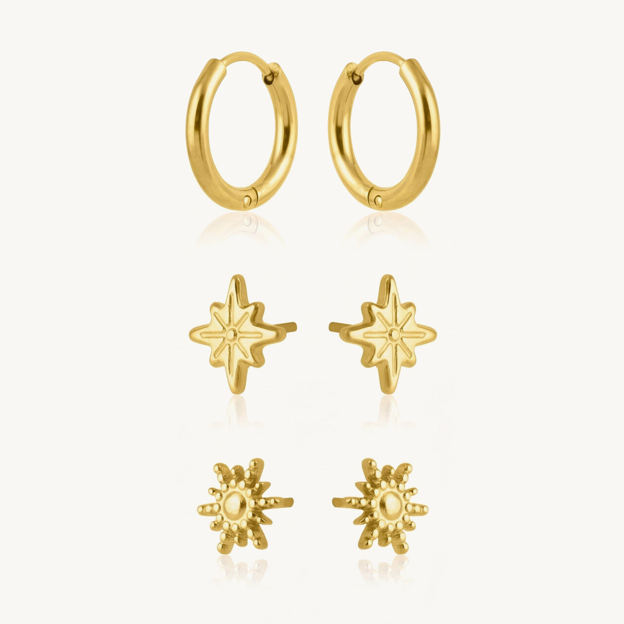 Golden Cosmos Mixed Stud Earring Set