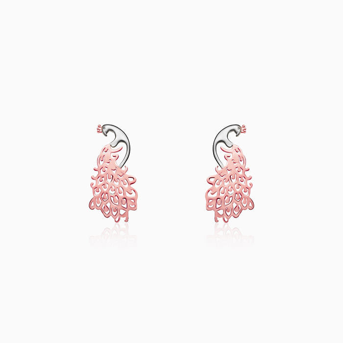 Rose Gold Peacock Earrings