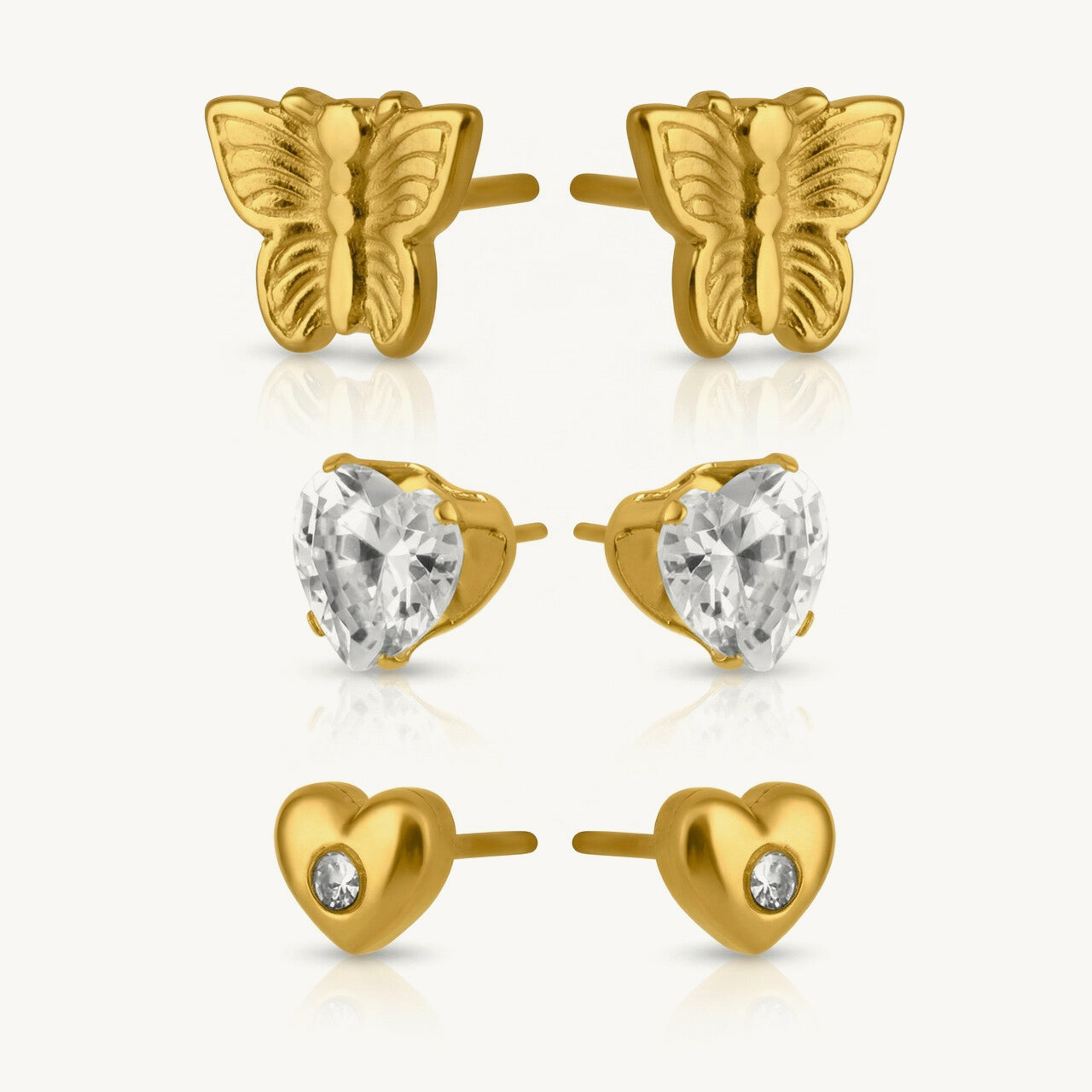 Flutter Heart Sparkle Earring Set