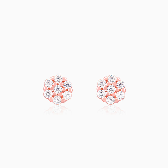 Rose Gold Flower Bling Studs