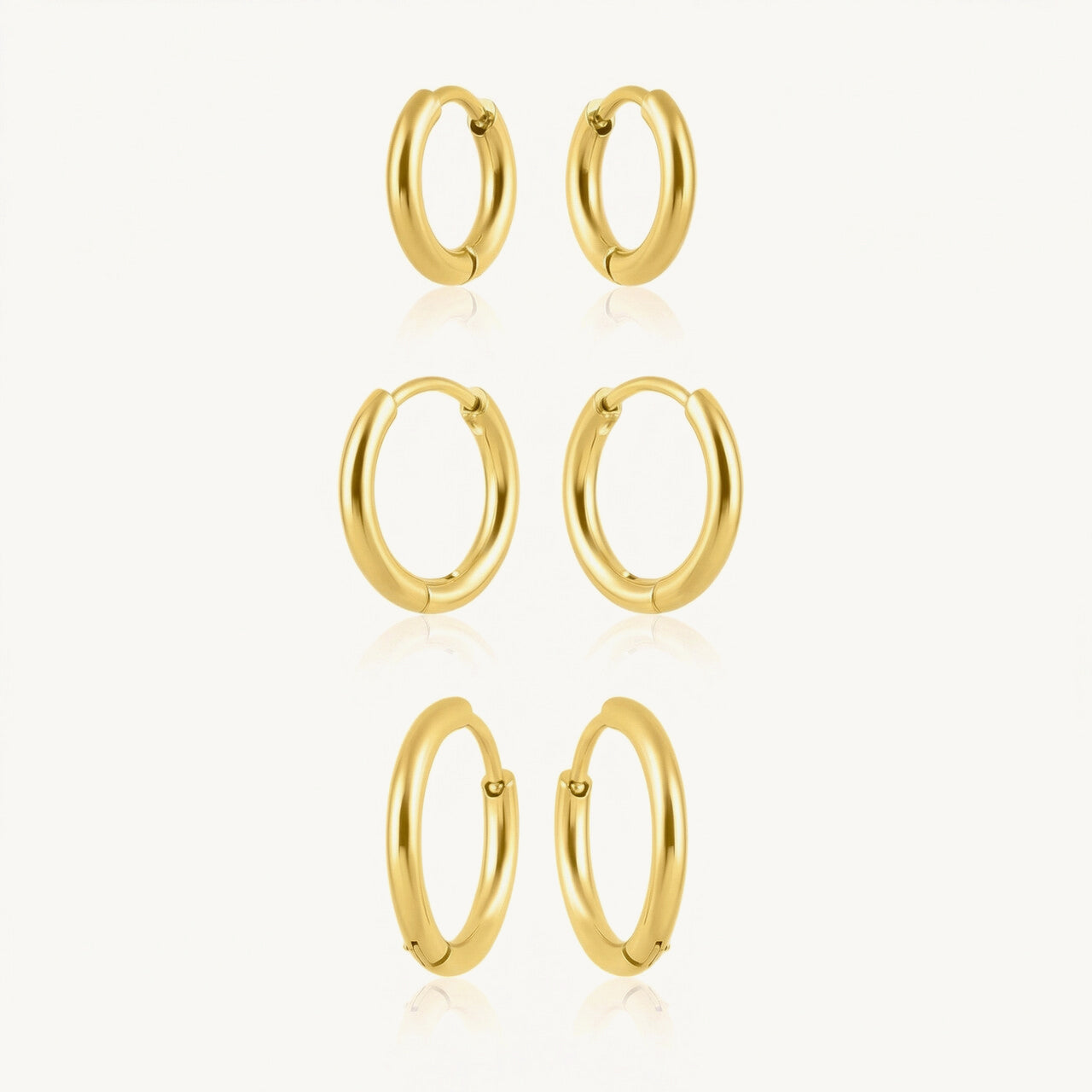 Multi-Size Golden Hoop Earring Set