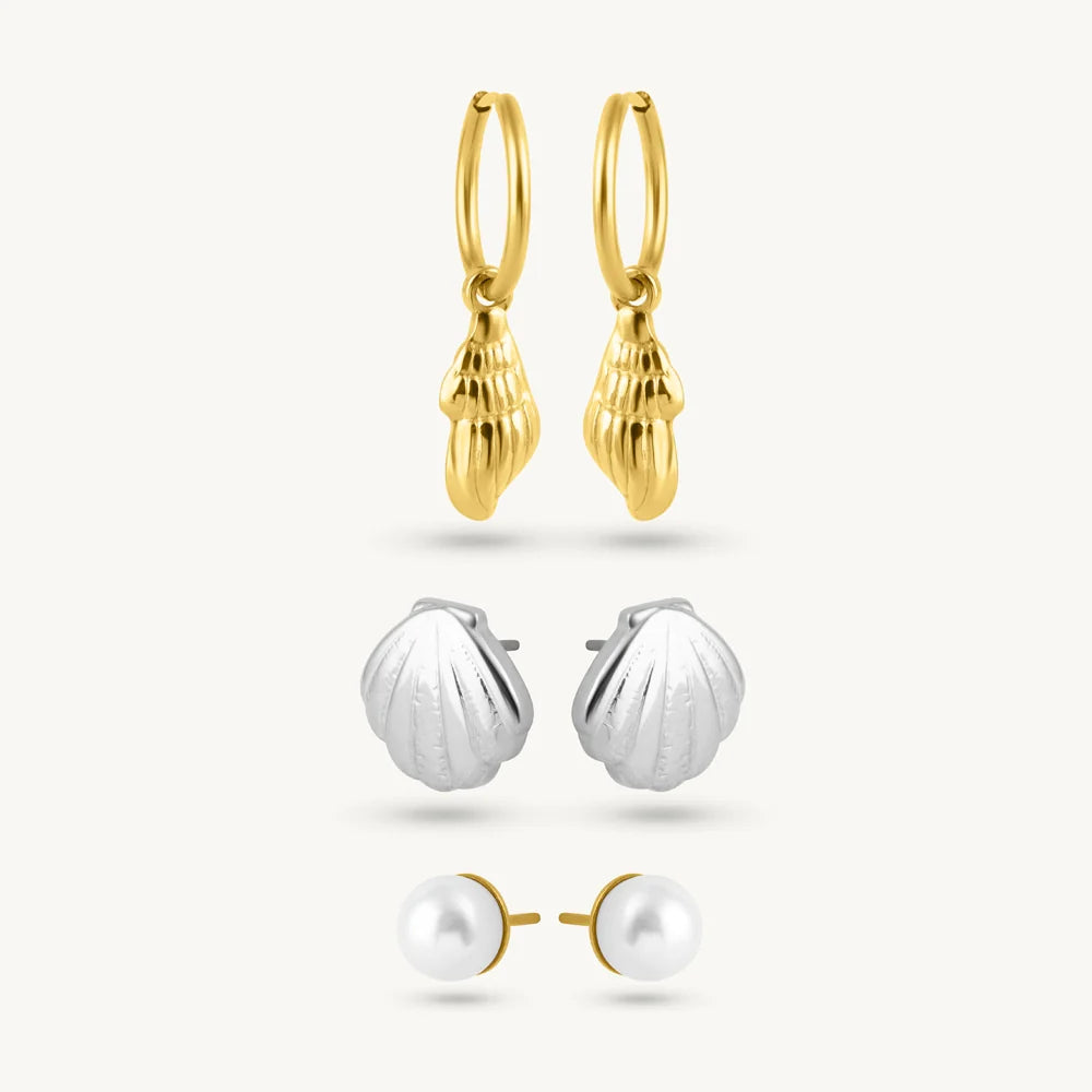 Ocean Gleam Shell Hoop & Pearl Set