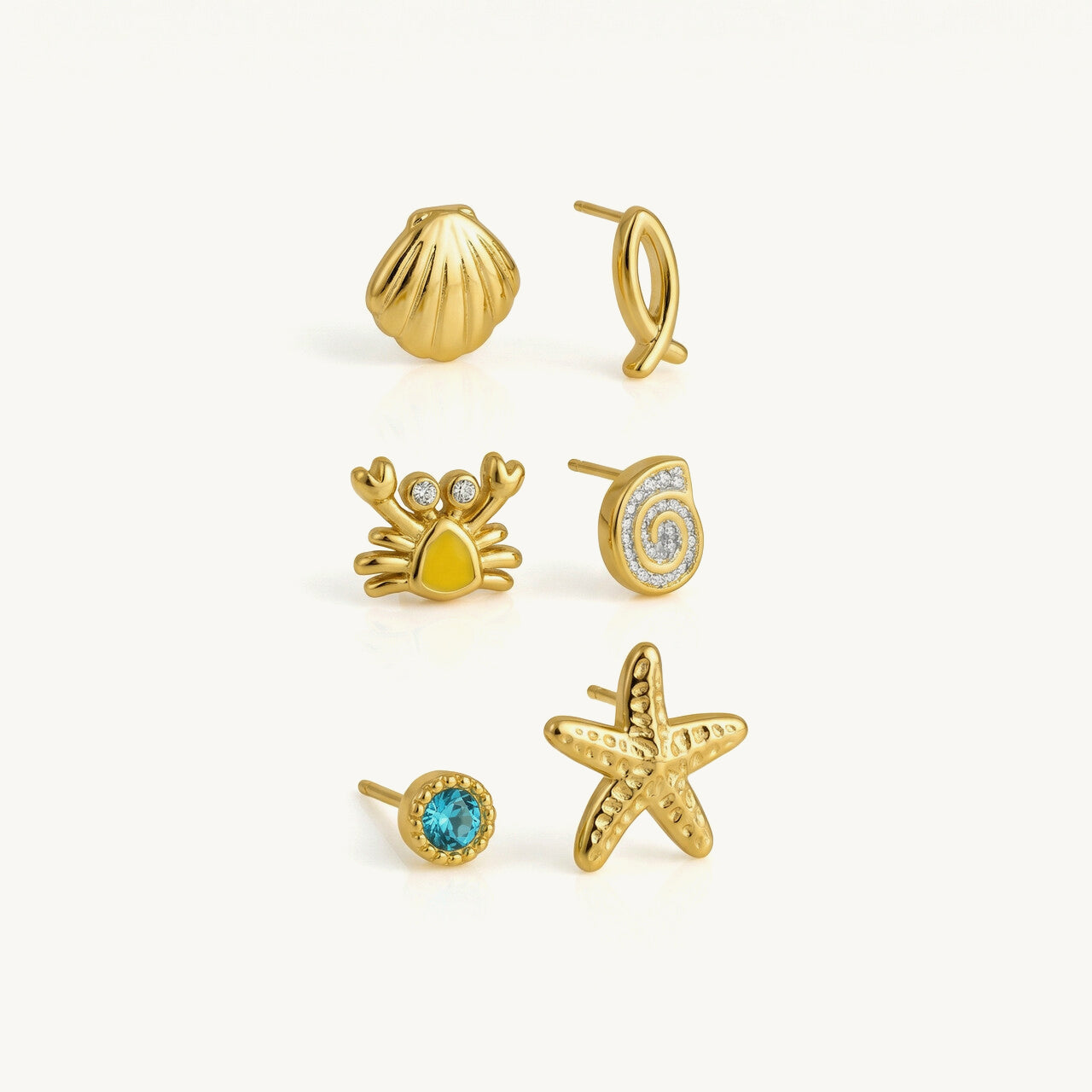 Sea Bloom Mixed Ocean Mismatched Stud Set