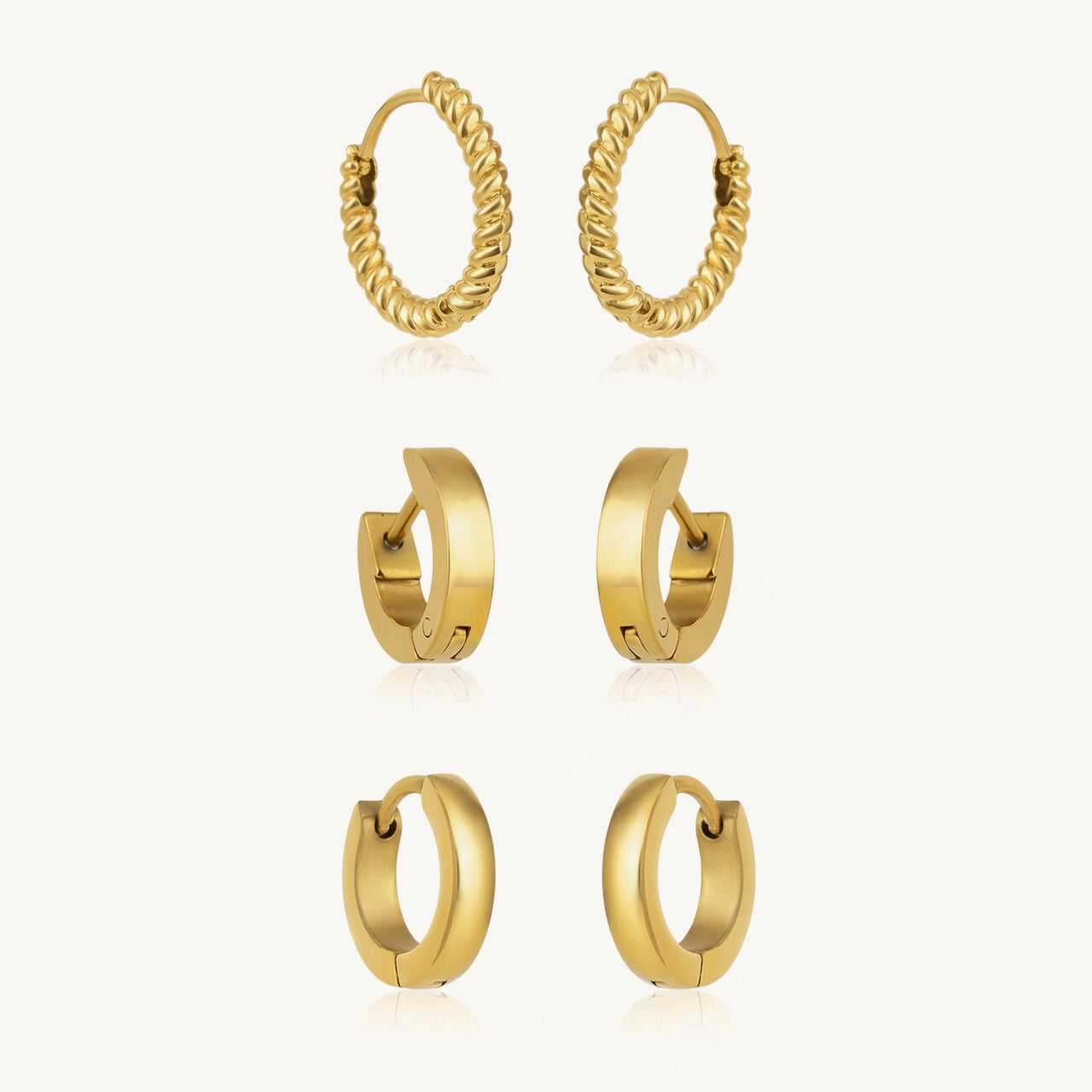 Golden Texture Multi-Hoop Earring Set