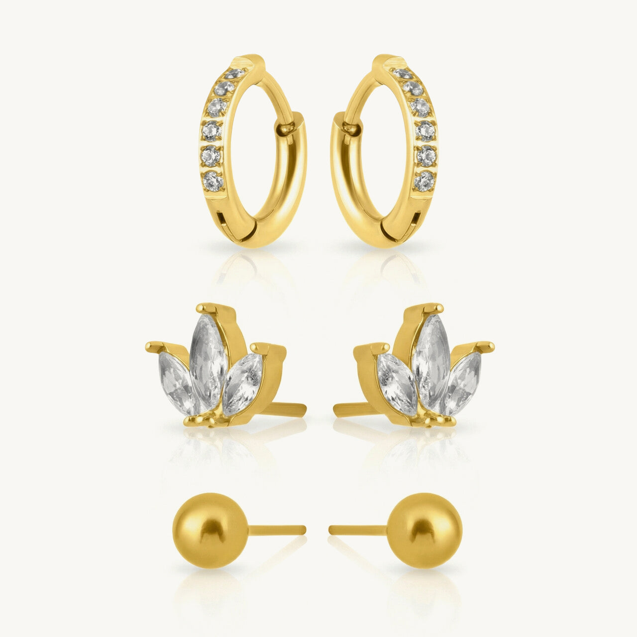 Aero Shine Hoop & Stud Earring Set