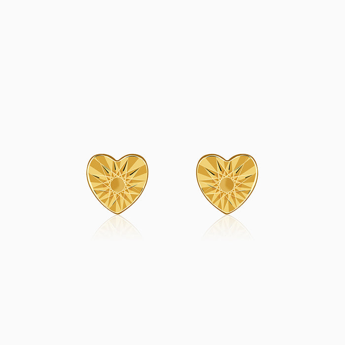 Golden Heart Stud Earrings