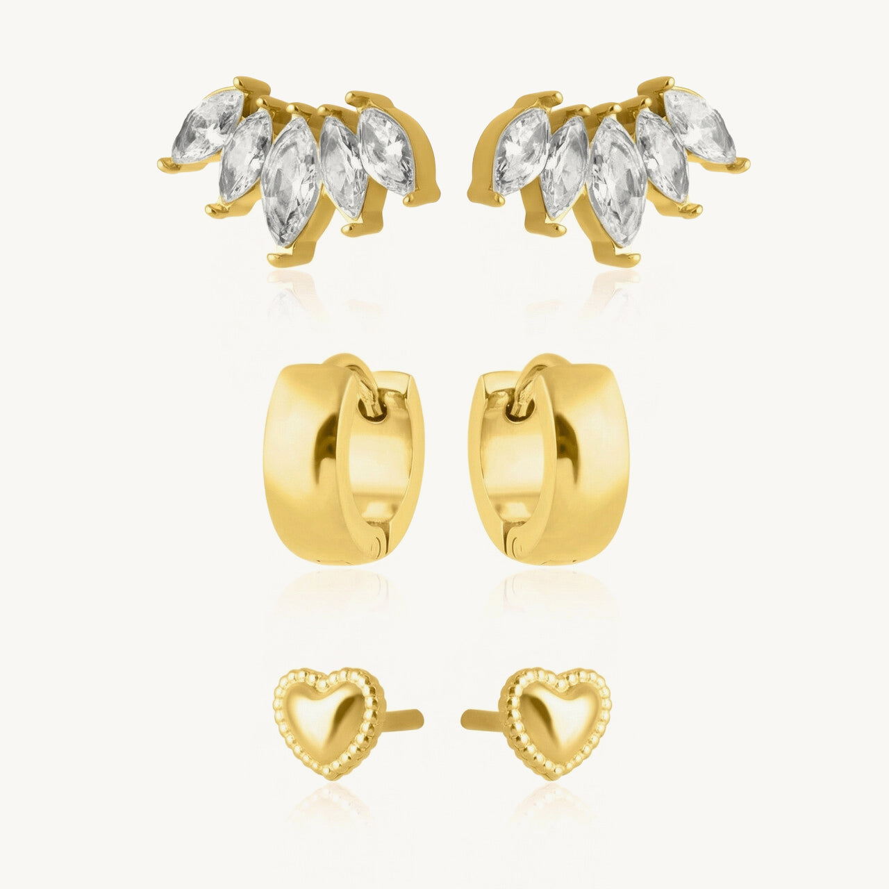 Sparkle Bloom Cluster CZ & Golden Hoop Earring Set