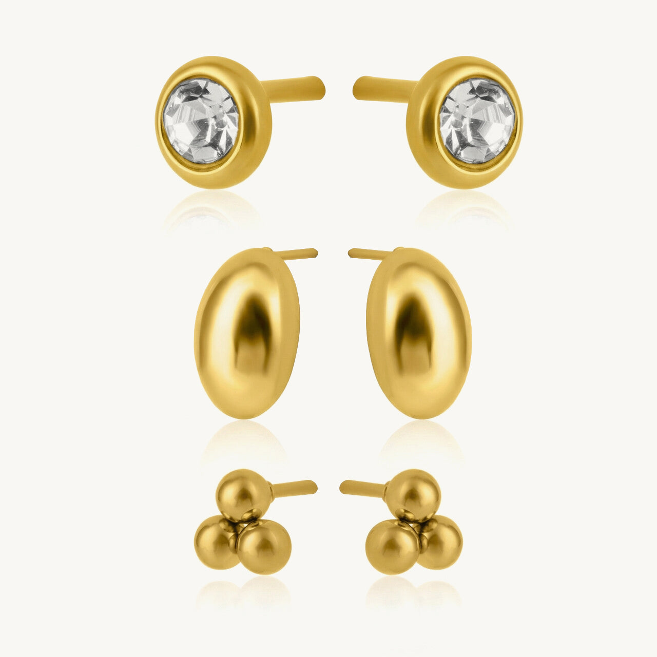 Golden Dome Minimal Stud Earring Set