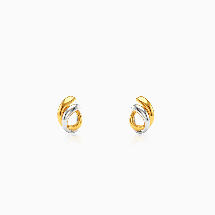 Dual Tone Crossover Silver Stud Earrings