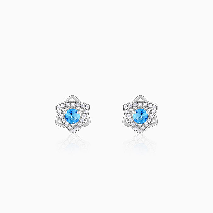 Silver Aqua Blue Star Earrings