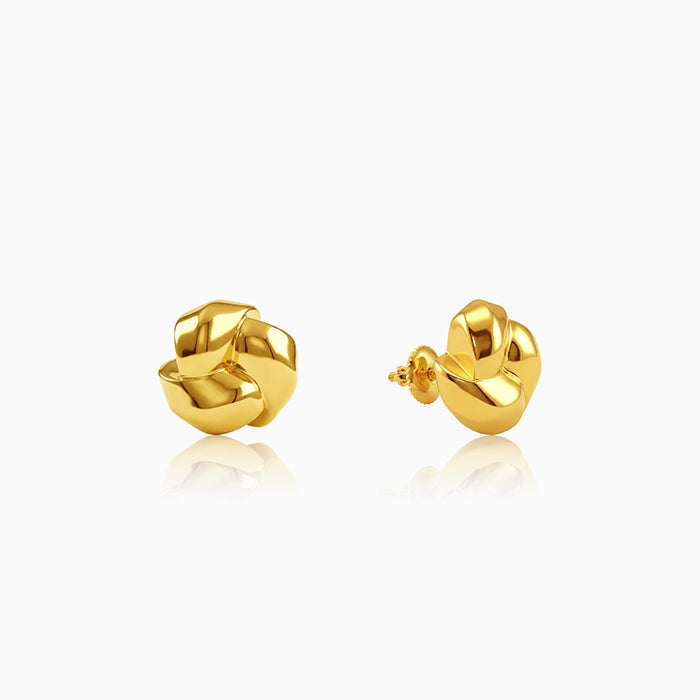 Golden Sculpted Floral Stud Earrings
