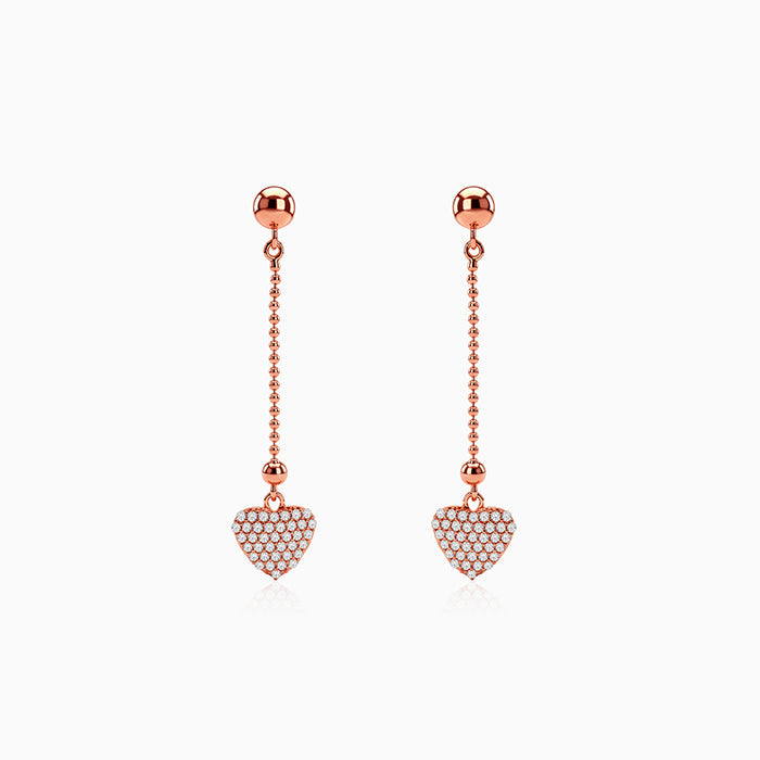 Rose Gold Dotted Heart Danglers
