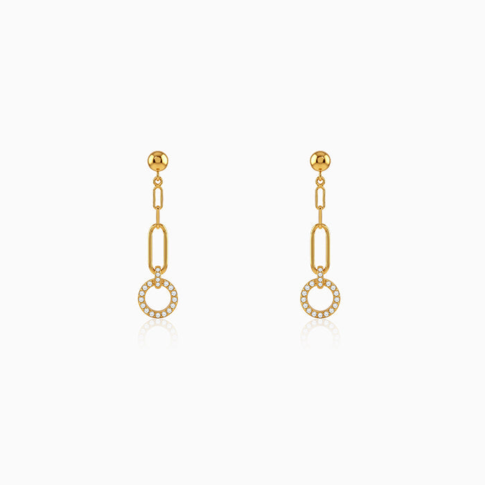 Golden Halo Drop Chain Earrings